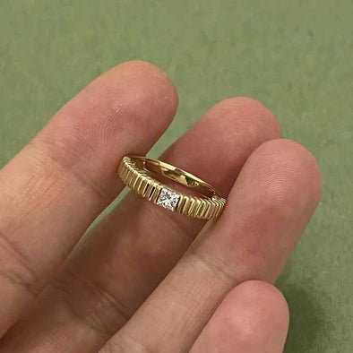 Grosgrain Design Golden Tone Wedding Band