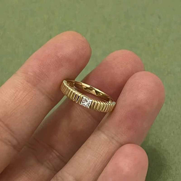Grosgrain Design Golden Tone Wedding Band