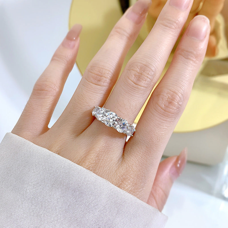 Luxury Five Stones Sterling Silver Band