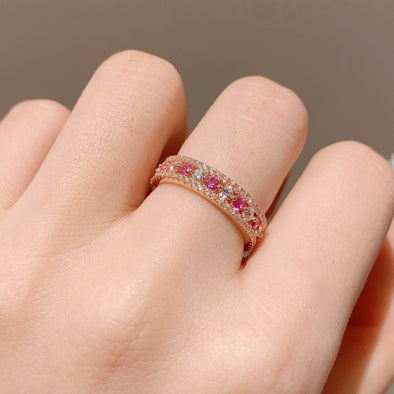 Vintage Ruby Rose Gold Tone Wedding Band