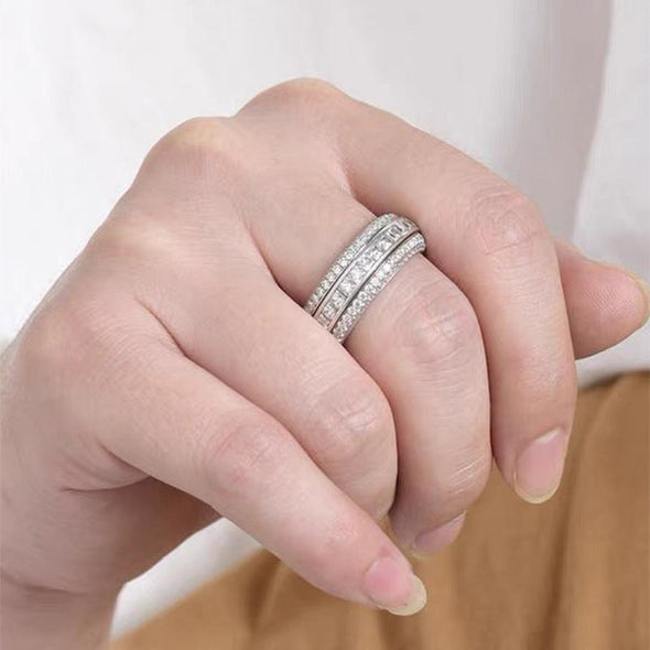 Exquisite 5 Rows Eternity Sterling Silver Wedding Women's Band