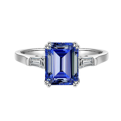 Unique Three Stone 2.5ct Tanzanite Blue Engagement Ring