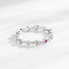 Simple Rainbow Round Cut Sterling Silver Wedding Band
