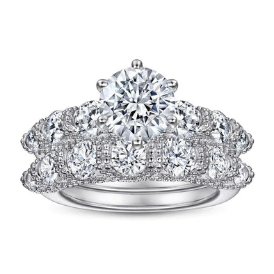 Crown Design Bridal Set in Sterling Silver