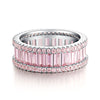 Three Rows Design Paved Sterling Silver Wedding Band