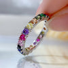 Rainbow Eternity Sterling Silver Women's Wedding Band