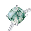 Cushion Shape Natural Green Moss Agate Engagement Ring