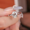Classic Oval Cut Moissanite Sterling Silver Engagement Ring