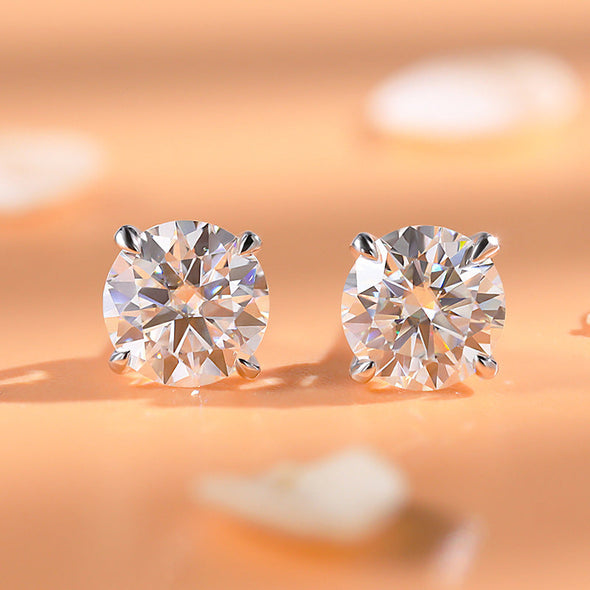 Classic 1.0ct 18K White Gold Plated D Color Moissanite Earrings