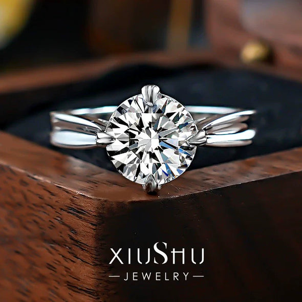 Classic Round Cut 4 Prong in Sterling Silver Engagement Ring