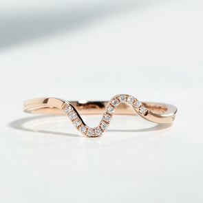 Simple Wave Design Rose Golden Tone Wedding Band