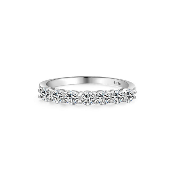 Round Cut Multi-color Sterling Silver Wedding Band