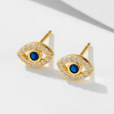 Evil Eye Sterling Silver Stud Earrings
