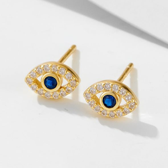 Evil Eye Sterling Silver Stud Earrings