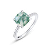 Cushion Shape Natural Green Moss Agate Engagement Ring