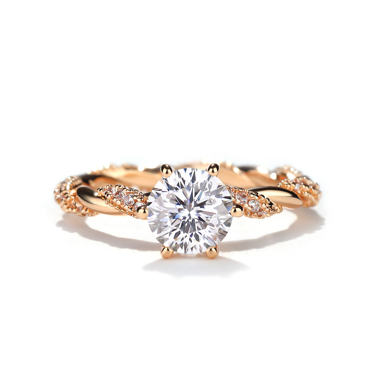 1 Carat Moissanite Twist Engagement Ring in Sterling Silver