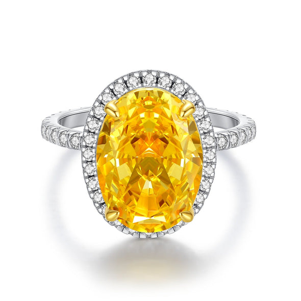 Exquisite Oval Cut Halo Sterling Silver Engagement Ring