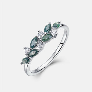 Natural Green Moss Agate Sterling Silver Ring