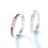 Colorful Rainbow Princess Cut Ring Wedding Band