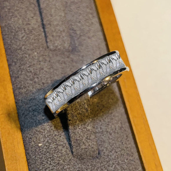 Gorgeous Princess Cut Paved Sterling Silver Wedding Band
