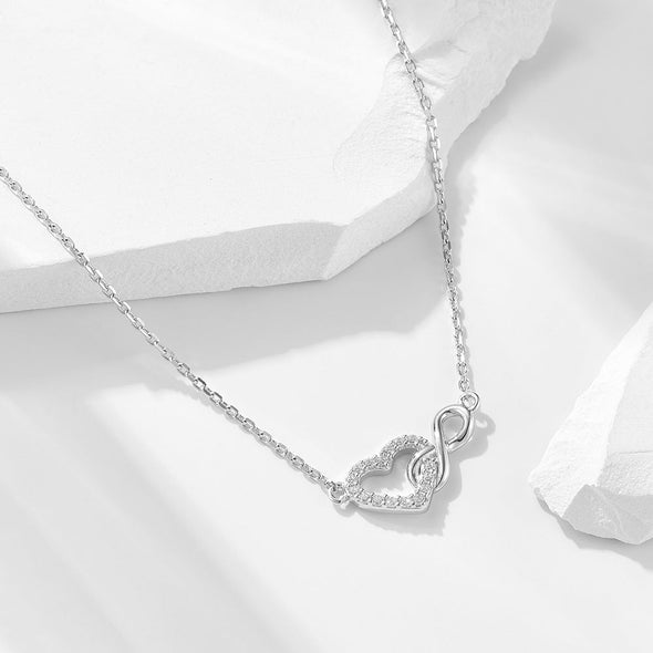 Heart and Infinity Design Silver Necklace