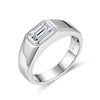 1.0CT Emerald Cut Moissanite Silver Men's Wedding Ring Band