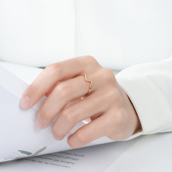 Simple Wave Design Rose Golden Tone Wedding Band