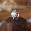 Sweet Leaves Design Opal Sterling Silver Ring