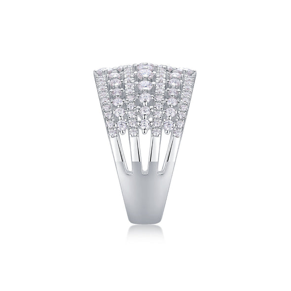 Luxury Moissanite 18K White Gold Plated Sterling Silver Wedding Band