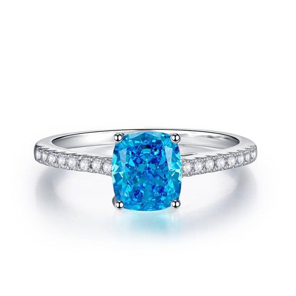 Stunning Cushion Cut Sterling Silver Engagement Ring