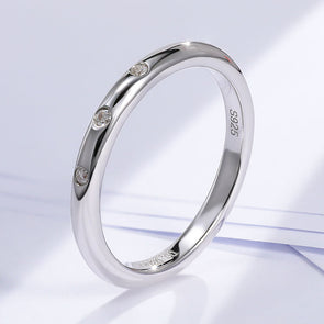Classic Moissanite 18k White Gold Plated Wedding Band