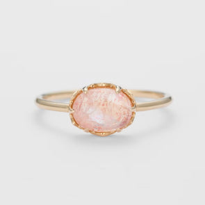 Classic Natural Strawberry Crystal Sterling Silver Ring