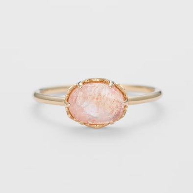 Classic Natural Strawberry Crystal Sterling Silver Ring