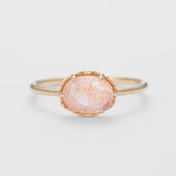 Classic Natural Strawberry Crystal Sterling Silver Ring