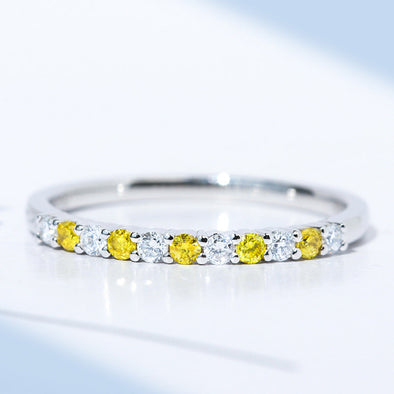 Two Tone Design 18k White Gold Plated Wedding Band