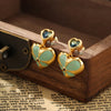 Luxury Vintage Flower Enamel Heart Earrings