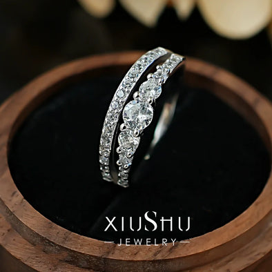 New Design Round Cut Sterling Silver Wedding Band