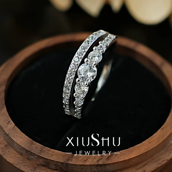 New Design Round Cut Sterling Silver Wedding Band