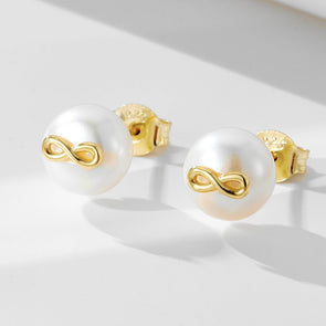 Infinity Pearls Sterling Silver Stud Earrings