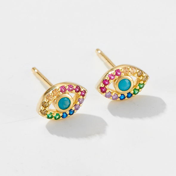 Evil Eye Sterling Silver Stud Earrings