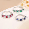 Two Tone Half Eternity Moissanite Silver Wedding Band