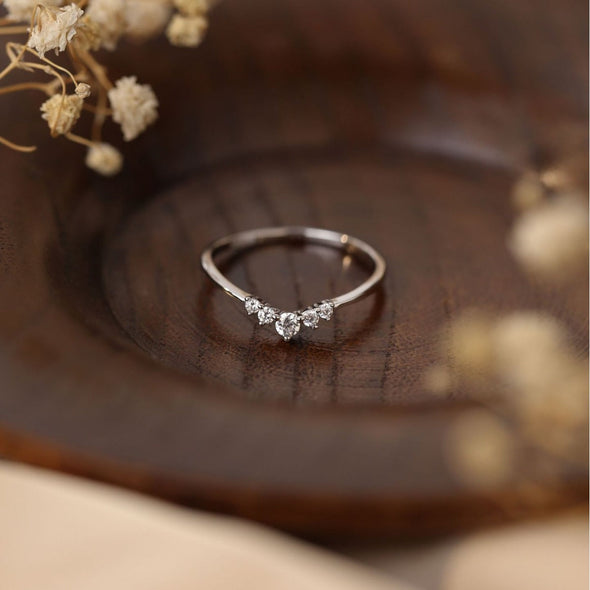 Simple Crown Design Sterling Silver Wedding Band
