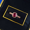 Vintage Design Ruby Oval Cut Sterling Silver Engagement Ring