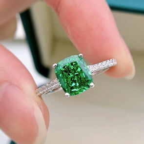 Stunning Cushion Cut Sterling Silver Engagement Ring