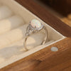 Luxury Halo Opal Design Silver Ring