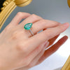 Gorgeous Fancy Green Sterling Silver Pear Cut Engagement Ring for Women