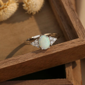 Simple Opal Oval Shape Design Ring