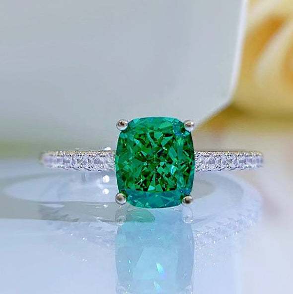 Stunning Cushion Cut Sterling Silver Engagement Ring