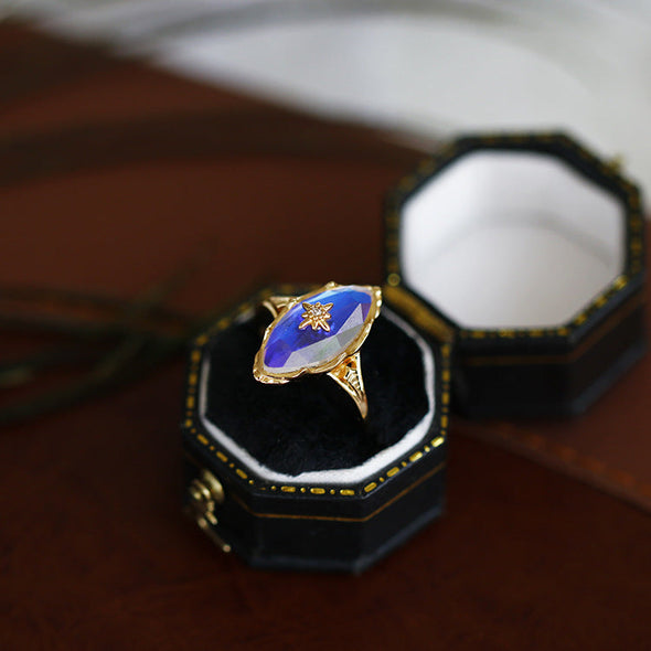 Vintage Moon Stone Marquise Shape in Sterling Silver Engagement