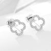 Four-leaf Clover Hollow Design Sterling Silver Earrings